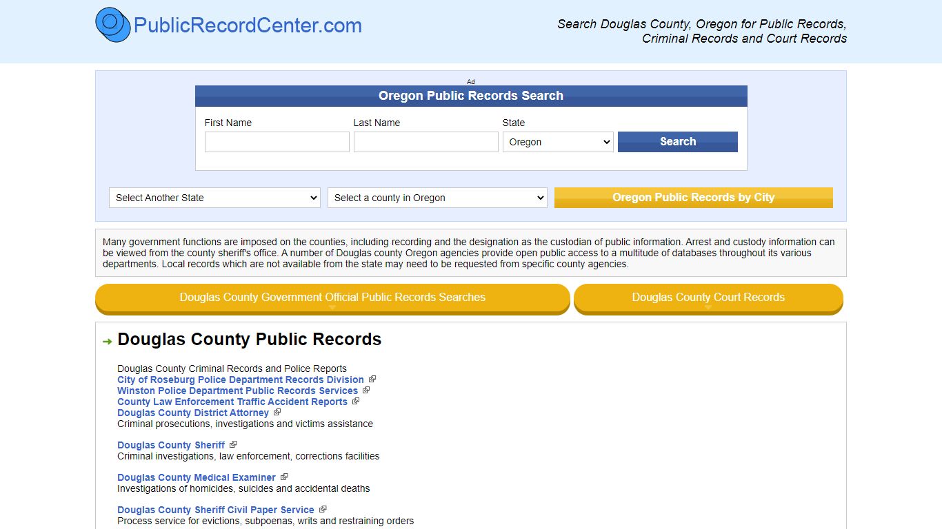 Douglas County Oregon Free Public Records - Court Records ...