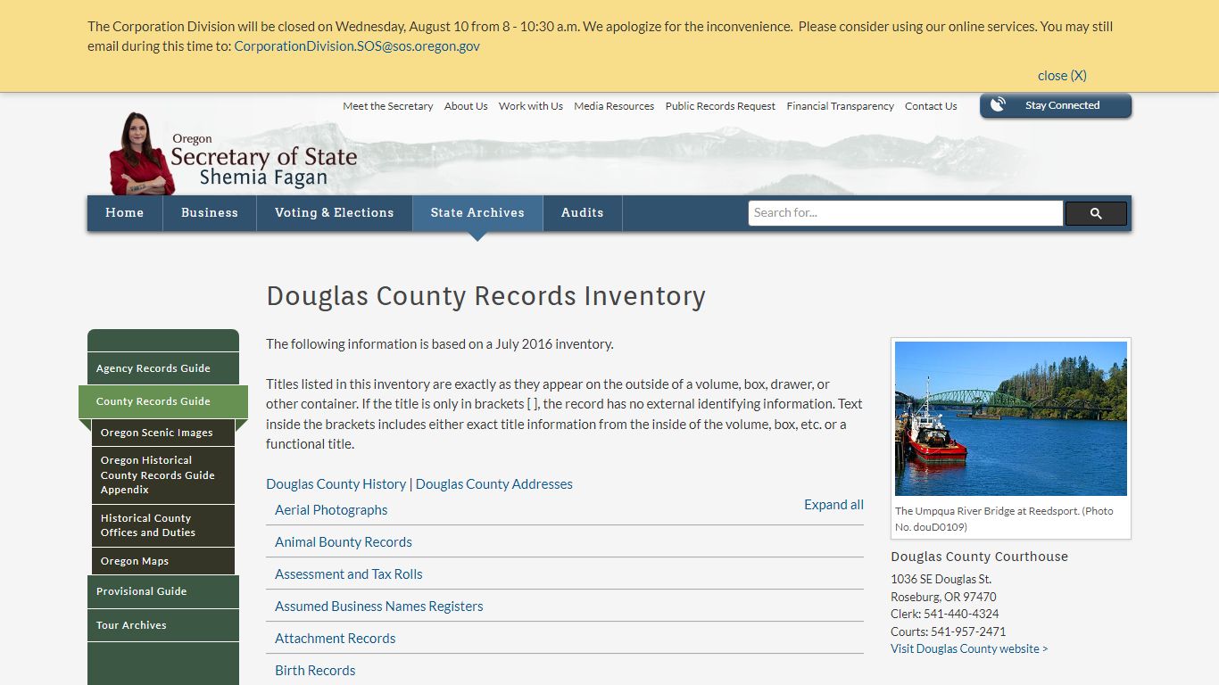 State of Oregon: County Records Guide - Douglas County ...